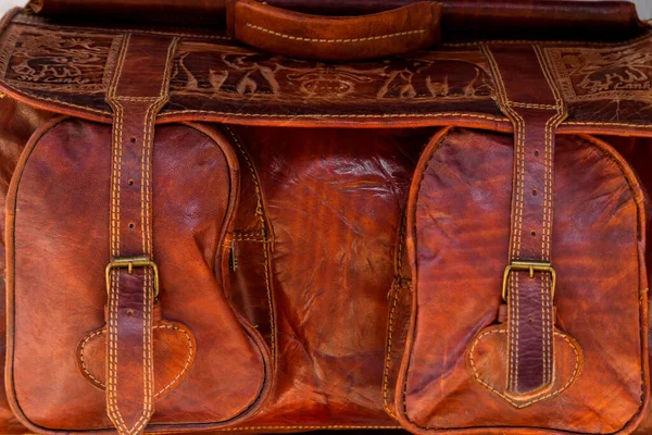 Reizen Lederen Tas Bagage Elephant Huid Textuur — Stockfoto
