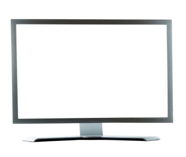 Ekran monitörü beyaz arkaplanda izole edilmiş metin veya resim için masaüstü görünüm alanı
