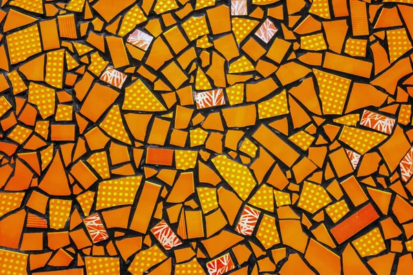 Telhas Cerâmicas Quebradas Mosaico Sem Costura Azulejo Shard Fundo Amarelo — Fotografia de Stock