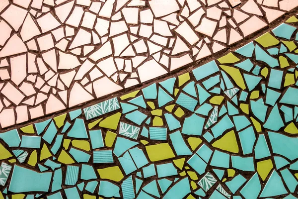 Ściana Złamane Płytki Ceramiczne Mozaika Bezszwowy Wzór Kolory Zielony Biały — Zdjęcie stockowe