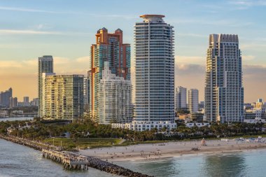 Miami Beach, South Beach, Florida, Usa Panorama Manzarası. 