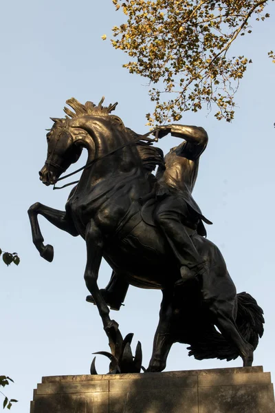 Статуя коней у центральному парку Нью - Йорка. — стокове фото