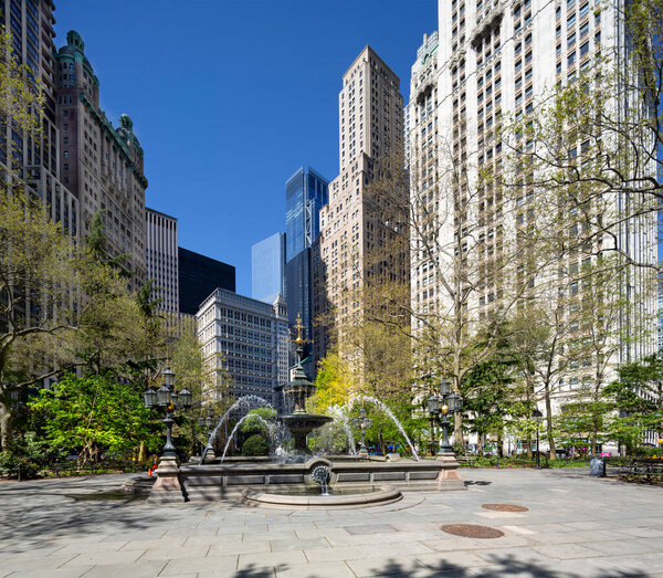 City Hall Park fountain. New York City Manhattan