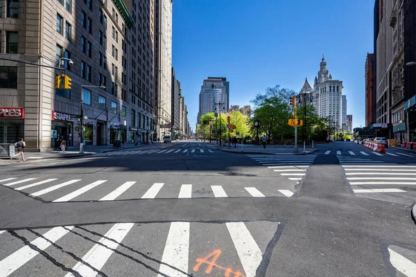 美国纽约 2020年5月2日 大流行城市封锁期间 科罗纳威斯的影响 曼哈顿市中心街道空无一人 — 图库照片