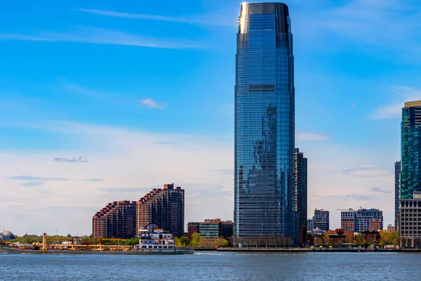 Ciudad Jersey Skyline Con Rascacielos Sobre Río Hudson Visto Desde —  Fotos de Stock