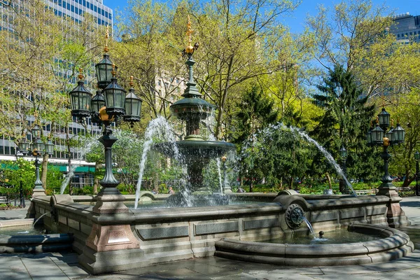 City Hall Park Fountain New York City Manhattan — Stock Photo, Image