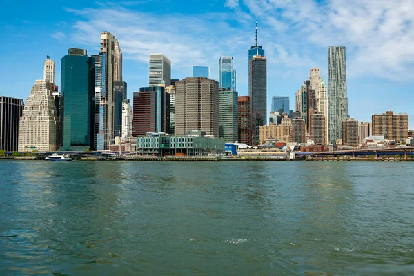 Vista Horizonte Manhattan Mais Baixa Brooklyn Bridge Park Nova York — Fotografia de Stock