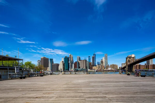 Brooklyn Bridge Manhattan Skyline Desde Brooklyn Bridge Park Nueva York — Foto de Stock