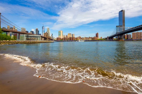 Brooklyn Manhattan Bridge Vanaf Brooklyn Bridge Park New York — Stockfoto