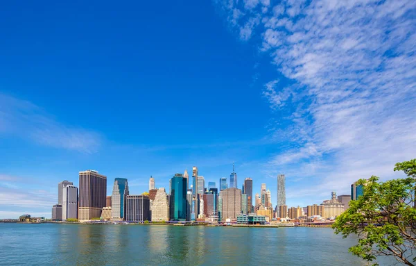 Widok Dolny Manhattan Brooklyn Bridge Park Nowym Jorku — Zdjęcie stockowe