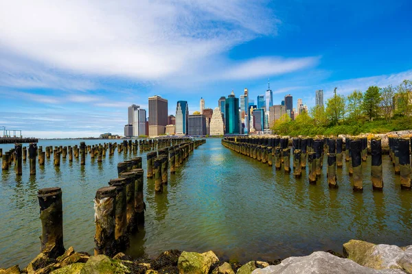 Ciudad Nueva York Skyline Desde Brooklyn Bridge Park — Foto de Stock