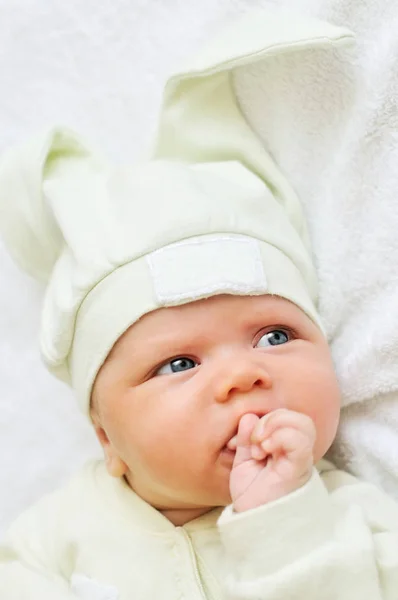 Baby wearing funny hat — Stock Photo, Image