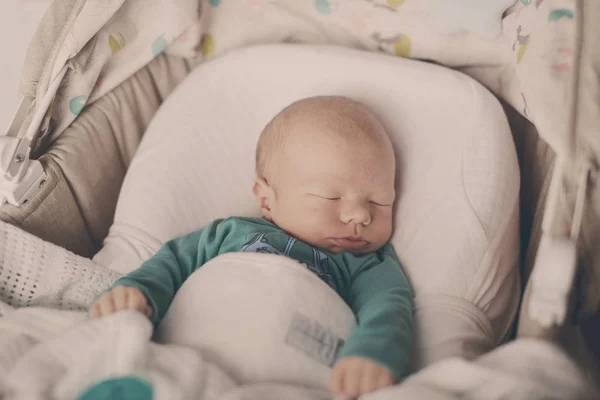 Sweet Newborn Baby Sleeping Crib — Stock Photo, Image