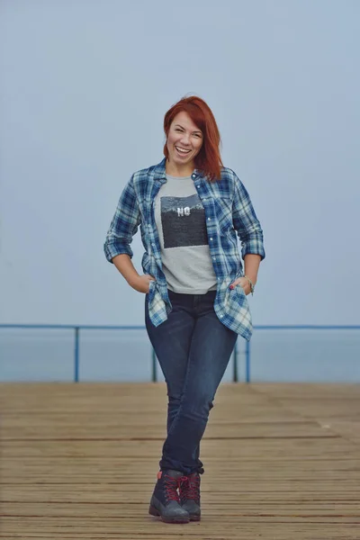 Happy redhead woman — Stock Photo, Image