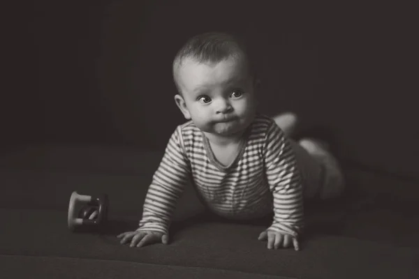 Söt bebis med leksak — Stockfoto