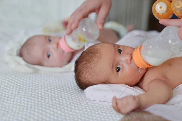 Feeding of twins — Stock Photo, Image