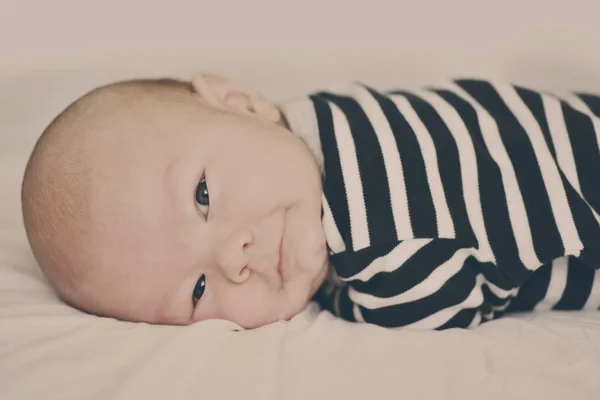 Cunning Newborn Laying Bed — Stock Photo, Image