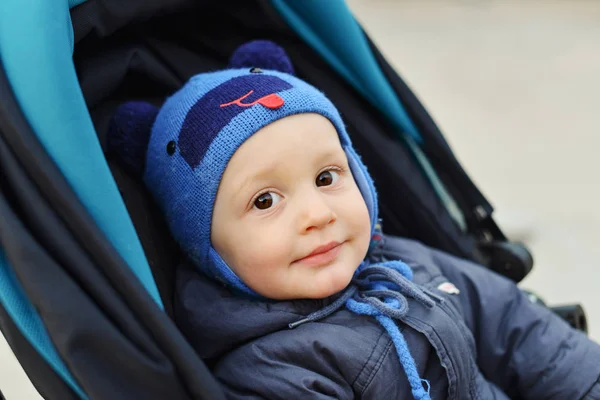 Baby Boy Stroller Cold Time — Stock Photo, Image