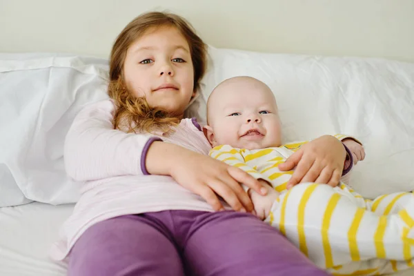 Baby Brother Sister Morning — Stock Photo, Image