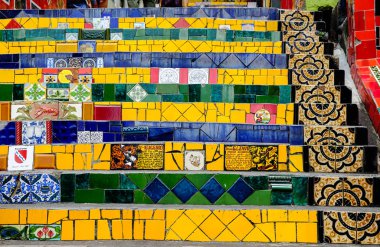 elements of Selaron steps in Rio de Janeiro clipart