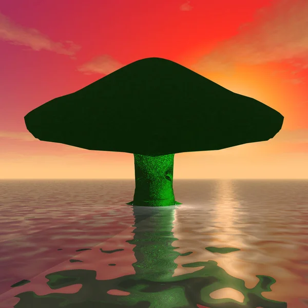 Cogumelo verde misterioso — Fotografia de Stock