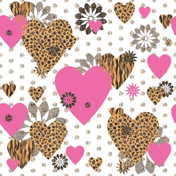 Seamless Valentine patterned texture — Stock Vector