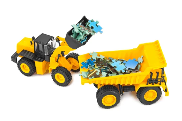 Chargeur de jouets et camion avec puzzle — Photo