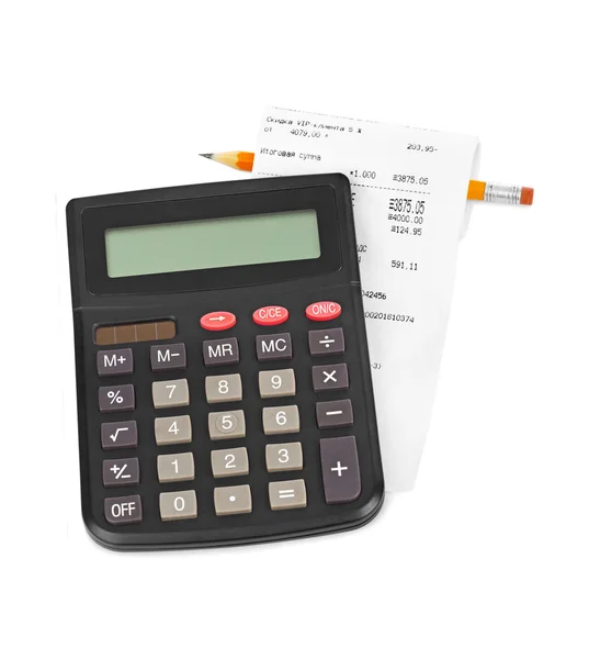 Recibo e calculadora — Fotografia de Stock