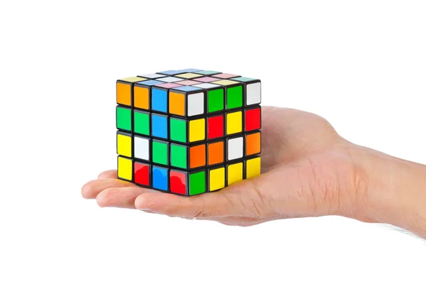 Cube puzzle in hand — Stock Photo, Image