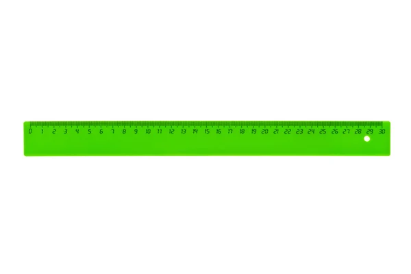 Regla verde aislada sobre fondo blanco — Foto de Stock