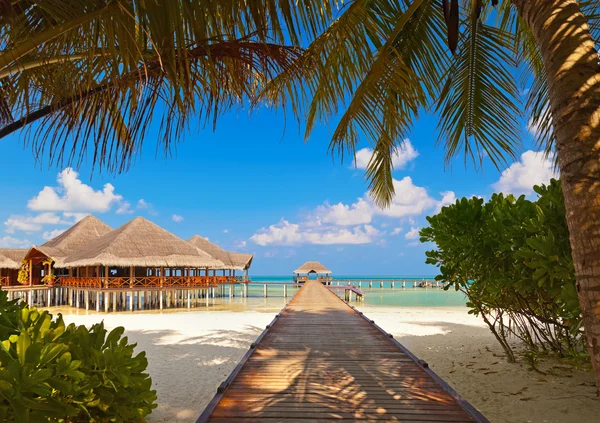 Cafe on tropical Maldives island — Stock Photo, Image