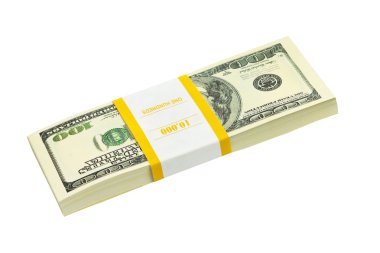 Beyaz arka plan üzerinde izole para paketi