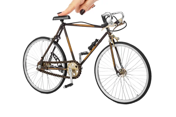 하얀 배경에 고립된 장난감 자전거 — 스톡 사진
