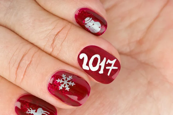 Clavo de dedo con patrón de Navidad —  Fotos de Stock