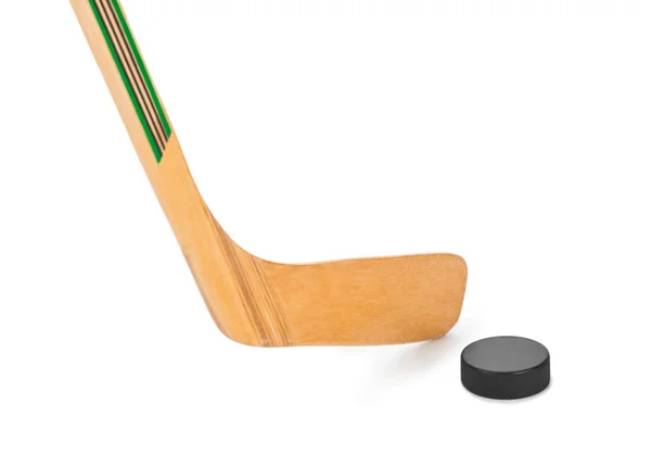 Eishockeyschläger und Puck — Stockfoto