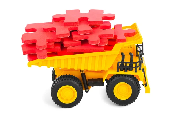 Toy truck with puzzle — Stock Photo, Image