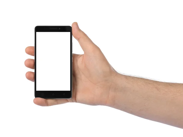 Hand met smartphone — Stockfoto