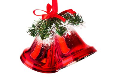 Bir kırmızı yay ile Noel çanları