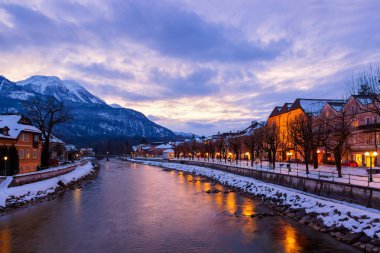 Spa resort bad Ischl Avusturya gün batımında
