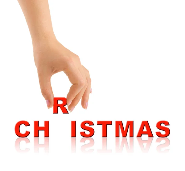 Hand and word Christmas — Stock Photo, Image