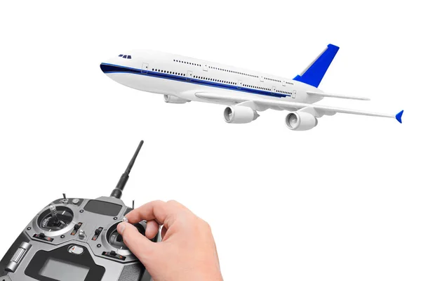 RC avião e rádio controle remoto — Fotografia de Stock