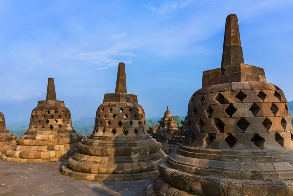 보로부두르 Buddist 사원-인도네시아 자바 섬 — 스톡 사진