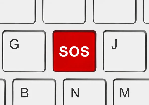 Tastiera del computer con chiave SOS — Foto Stock