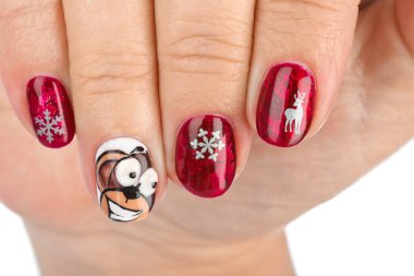Noel desenli parmak tırnak