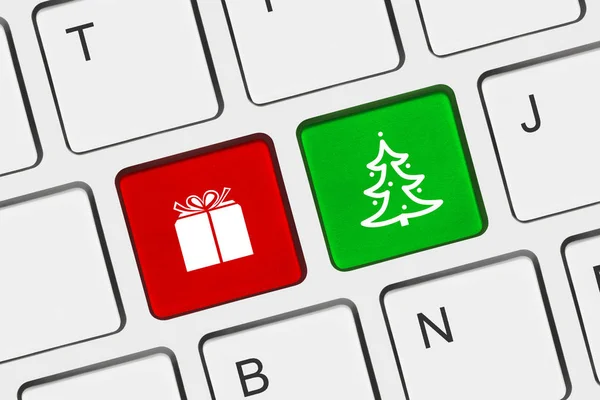 Computer keyboard with Christmas keys — Stock Photo, Image