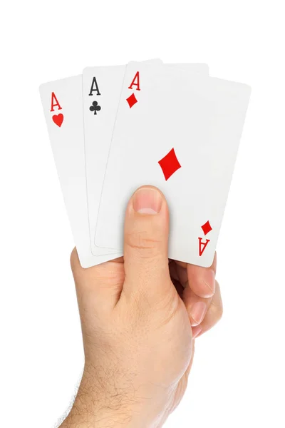 Рука с игральными картами — стоковое фото