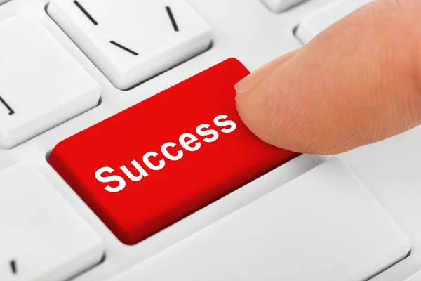 Computer notebook keyboard with Success key — Stock Photo, Image