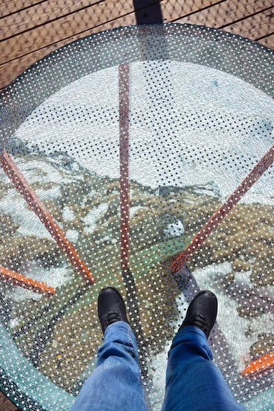 Glass floor - viewpoint at mountains — Stock Photo, Image