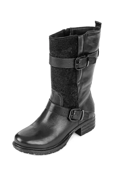 Schwarzer Damenstiefel — Stockfoto