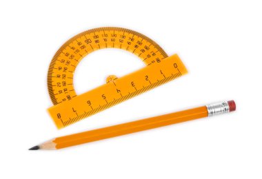Protractor and pencil clipart